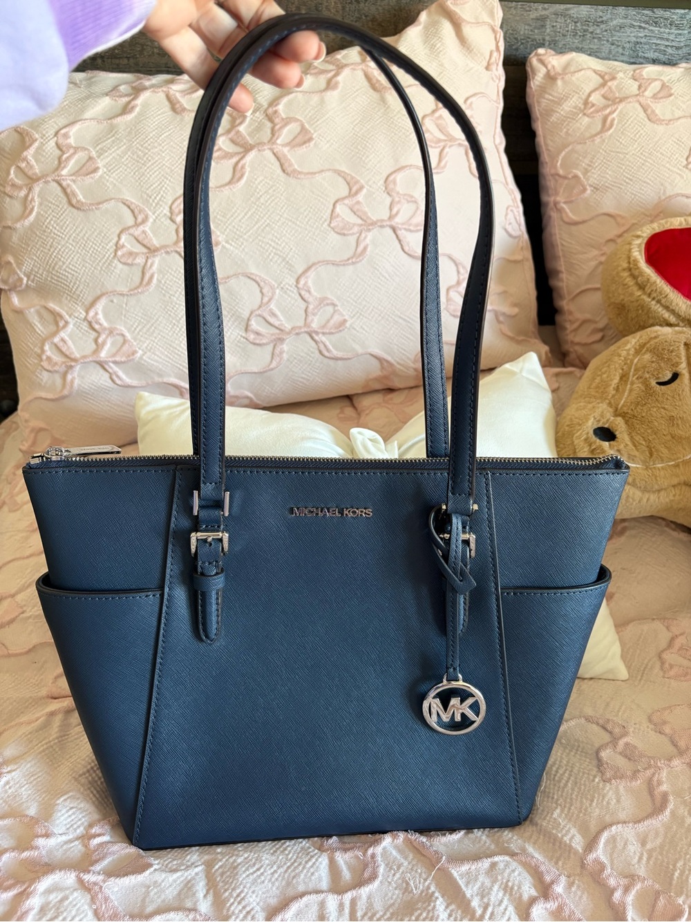 Michael Kors Dark Navy Saffiano Leather Shoulder Tote